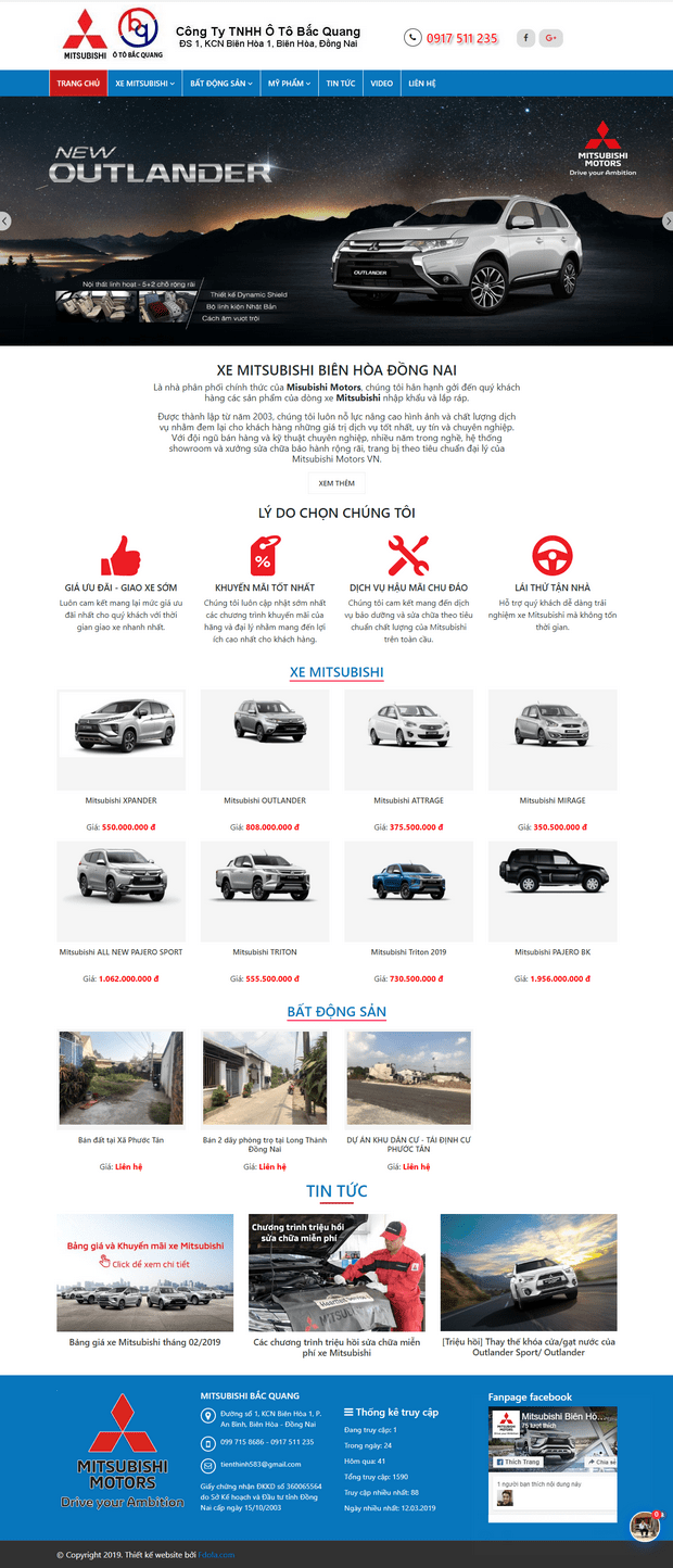 Mẫu web xe ô tô Mitsubishi